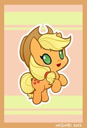 Size: 300x439 | Tagged: safe, artist:mishiri, applejack, earth pony, pony, g4, chibi, cute, female, jackabetes, solo