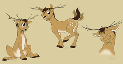 Size: 1280x671 | Tagged: dead source, safe, artist:cartoonlion, oc, oc only, deer, deer pony, original species, costume, early concept, shambi, unshorn fetlocks, what could have been