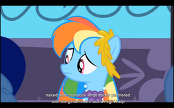 Size: 1024x640 | Tagged: safe, screencap, rainbow dash, g4, the best night ever, youtube caption