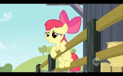Size: 640x400 | Tagged: safe, screencap, apple bloom, g4, the last roundup, youtube caption
