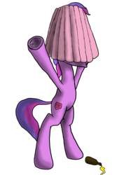 Size: 1200x1800 | Tagged: safe, artist:aaronmk, oc, oc only, pony, bipedal, celebration, drunk, hat, lampshade, lampshade hat, raised hooves, tail, underhoof