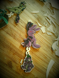 Size: 720x960 | Tagged: safe, bon bon, lyra heartstrings, spike, sweetie drops, twilight sparkle, g4, craft, jewelry, keychain, photo