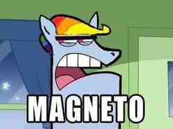 Size: 259x194 | Tagged: safe, rainbow dash, g4, dinkleberg, image macro, magneto, meme