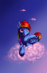 Size: 1300x2000 | Tagged: safe, artist:rubi-era, rainbow dash, pony, g4, cloud, cloudy, female, solo