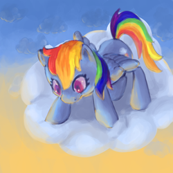 Size: 800x800 | Tagged: safe, artist:paintrolleire, rainbow dash, pony, g4, cloud, cloudy, female, solo