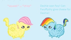 Size: 576x323 | Tagged: safe, edit, fluttershy, rainbow dash, fluffy pony, pegasus, pony, g4, fluffydash, fluffyshy, sonic rainboom, yay