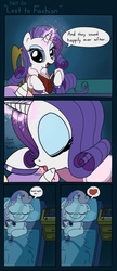 Size: 691x1600 | Tagged: safe, edit, rarity, sweetie belle, g4, bed, bedtime story, comic, cute, forehead kiss, good night, goodnight, heart, kissing, mannequin, platonic kiss, rarity plushie, sisters, sweetielove