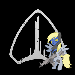 Size: 700x700 | Tagged: safe, artist:sefling, derpy hooves, pegasus, pony, g4, brink, crossover, female, gun, mare, parody, weapon