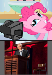 Size: 550x800 | Tagged: safe, pinkie pie, earth pony, pony, feeling pinkie keen, g4, my little pony: friendship is magic, chair, clint eastwood, eastwooding, exploitable meme, meme, republican national convention, television, thrown together, tv meme