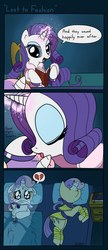 Size: 691x1600 | Tagged: safe, rarity, sweetie belle, g4, bed, book, broken hearts, comic, crying, female, mannequin, plushie, ponyquin, rarity plushie