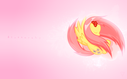 Size: 1920x1200 | Tagged: safe, artist:vexx3, fluttershy, pegasus, pony, g4, eyes closed, female, mare, pink background, simple background, solo, wallpaper