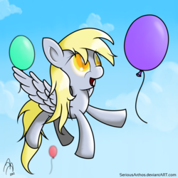 Size: 4000x4000 | Tagged: safe, artist:seriousarthos, derpy hooves, pegasus, pony, g4, balloon, female, mare