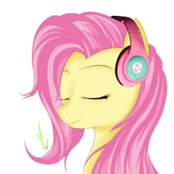 Size: 5800x5800 | Tagged: safe, artist:winterrrr, fluttershy, pegasus, pony, g4, absurd resolution, beats, bust, cute, cutie mark headphones, enjoying, eyes closed, female, headphones, mare, portrait, shyabetes, simple background, solo, transparent background