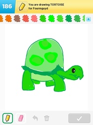 Size: 500x667 | Tagged: safe, artist:drawsomeponies, tank, tortoise, g4, draw something, pet