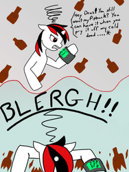 Size: 768x1024 | Tagged: safe, artist:sesshymorph, oc, oc only, oc:blackjack, fallout equestria, fallout equestria: project horizons, drunk