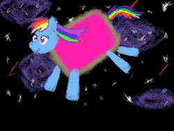 Size: 500x375 | Tagged: safe, artist:drawsomeponies, rainbow dash, pegasus, pony, g4, newbie artist training grounds, nyan dash, space