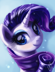 Size: 1545x2000 | Tagged: safe, artist:whitediamonds, rarity, pony, unicorn, g4, bust, female, looking at you, mare, portrait, smiling, solo