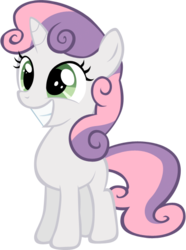 Size: 424x571 | Tagged: safe, artist:rhubarb-leaf, sweetie belle, pony, unicorn, g4, blank flank, cute, diasweetes, female, filly, happy, simple background, smiling, solo, transparent background, vector