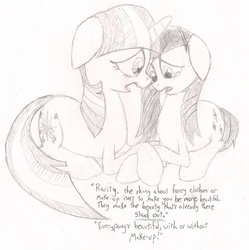 Size: 1343x1350 | Tagged: safe, artist:nun2artzy, rarity, twilight sparkle, g4, monochrome, sketch