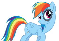Size: 1777x1248 | Tagged: safe, artist:xioade, rainbow dash, pegasus, pony, g4, griffon the brush off, black eye, female, mare, pranked, simple background, solo, transparent background, vector