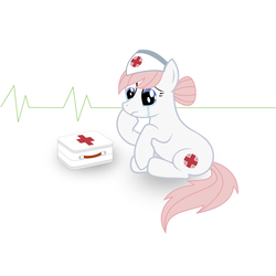 Size: 1054x1054 | Tagged: safe, artist:crimsonlynx97, nurse redheart, earth pony, pony, g4, case, crying, electrocardiogram, female, flatline, hat, implied death, red cross, sad, simple background, solo, white background