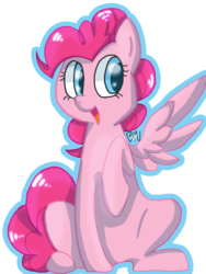 Size: 1142x1520 | Tagged: dead source, safe, artist:bunny789, pinkie pie, pegasus, pony, g4, female, mare, pegasus pinkie pie, race swap, simple background, solo, transparent background