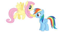 Size: 10000x5000 | Tagged: safe, artist:shurtugalron, fluttershy, rainbow dash, pegasus, pony, g4, absurd resolution, boop, cute, duo, female, flying, mare, scrunchy face, simple background, transparent background, vector