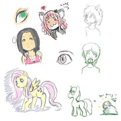 Size: 1000x1000 | Tagged: safe, artist:sdych, fluttershy, oc, oc:dream catcher, pony, unicorn, g4