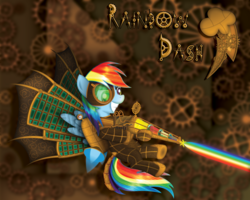 Size: 2501x2000 | Tagged: safe, artist:gray--day, rainbow dash, g4, high res, laser, steampunk