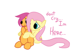 Size: 700x500 | Tagged: safe, artist:ask-cutefluttershy, fluttershy, scootaloo, pony, ask pregnant scootaloo, g4, comforting, crying, duo, fluttermom, pregnant, pregnant scootaloo, teen pregnancy