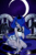 Size: 500x750 | Tagged: safe, artist:sykgarden, princess luna, human, g4, breasts, clothes, crescent moon, cropped, crown, cute, delicious flat chest, dress, ethereal mane, female, hair over one eye, humanized, jewelry, kneeling, lunabetes, moon, regalia, sitting, solo, starry mane, winged humanization, wings