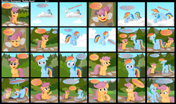 Size: 1600x950 | Tagged: safe, artist:ajmstudios, rainbow dash, scootaloo, g4, blushing, comic, red nosed, scootaquest, sick, sneezing