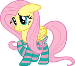 Size: 8000x6963 | Tagged: safe, artist:uxyd, fluttershy, pegasus, pony, g4, absurd resolution, clothes, cute, female, mare, raised hoof, shyabetes, simple background, socks, solo, stockings, striped socks, striped stockings, stupid sexy fluttershy, thigh highs, transparent background, vector
