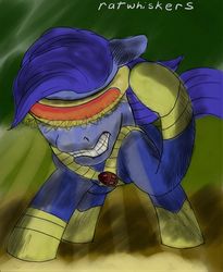 Size: 1050x1282 | Tagged: safe, artist:ratwhiskers, blues, donny swineclop, noteworthy, cyclops, pony, g4, cyclops (marvel), duo, parody, visor, x-men