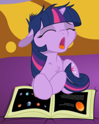 Size: 6400x8000 | Tagged: safe, artist:bri-sta, artist:mamandil, twilight sparkle, g4, absurd resolution, book, chest fluff, cute, female, filly, filly twilight sparkle, fluffy, reading, twiabetes, yawn, younger