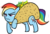 Size: 619x416 | Tagged: safe, artist:ponyrake, rainbow dash, food pony, pony, g4, clothes, costume, female, food, food costume, grumpy, grumpy dash, mare, ponified, simple background, solo, taco, taco costume, transparent background