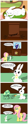 Size: 900x3887 | Tagged: safe, artist:cradet, artist:innuendo88, angel bunny, fluttershy, tank, g4, spanish, translation