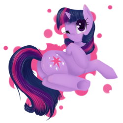 Size: 2000x2000 | Tagged: safe, artist:ouyrof, twilight sparkle, pony, unicorn, g4, butt, female, high res, mare, plot, simple background, solo, transparent background, wink