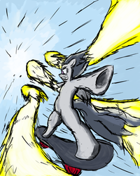 Size: 2400x3000 | Tagged: safe, artist:skunkstripe, rumble, pony, g4, high res, lightning, male, skateboard, solo