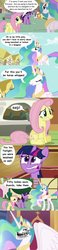 Size: 368x1600 | Tagged: safe, applejack, fluttershy, princess celestia, rarity, twilight sparkle, g4, comic, spanking, trollestia