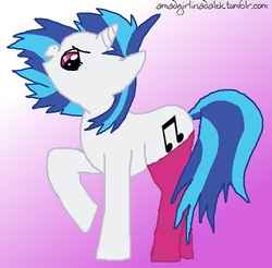 Size: 500x492 | Tagged: safe, artist:amadgirlinadalek, dj pon-3, vinyl scratch, pony, g4, 30 minute art challenge, clothes, female, socks, solo, striped socks