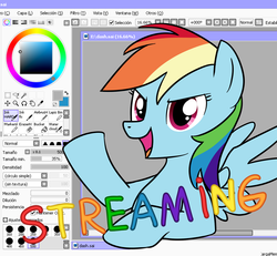 Size: 1500x1388 | Tagged: safe, artist:madmax, rainbow dash, g4, livestream, photoshop