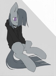 Size: 670x900 | Tagged: safe, artist:lonelycross, marble pie, earth pony, pony, g4, clothes, female, hoodie, lonely inky, solo