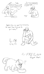 Size: 720x1200 | Tagged: safe, artist:lordfunkyfist, fluffy pony, human, comic, eating, fluffy pony original art, monochrome