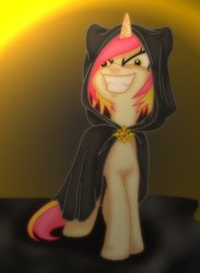 Size: 1317x1800 | Tagged: safe, artist:peachpalette, oc, oc only, oc:peach palette, pony, cloak, clothes, cultist, solo