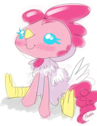 Size: 612x792 | Tagged: safe, artist:hinoraito, pinkie pie, chicken, g4, animal costume, chicken pie, chicken suit, clothes, costume, sketch