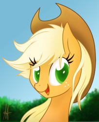 Size: 735x900 | Tagged: safe, artist:ardas91, applejack, earth pony, pony, g4, cute, female, loose hair, mare, open mouth, solo