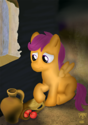 Size: 840x1200 | Tagged: safe, artist:timidusartifex, scootaloo, g4, apple