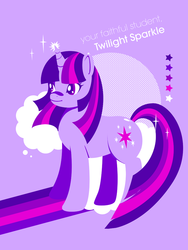 Size: 563x750 | Tagged: dead source, safe, artist:tinrobo, twilight sparkle, pony, unicorn, g4, female, mare, solo, stars, text, unicorn twilight