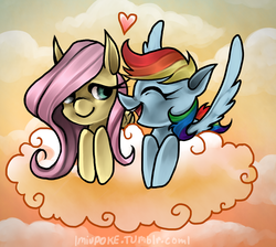 Size: 865x774 | Tagged: safe, artist:miupoke, fluttershy, rainbow dash, g4, female, lesbian, ship:flutterdash, shipping